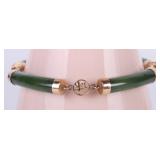 8.5' GREEN JADE 14K GOLD LADIES BRACELET