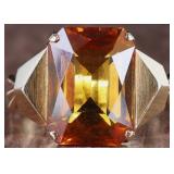 11.5CT ORANGE SAPPHIRE 18K YELLOW GOLD LADIES RING