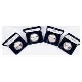 2001 W FINE SILVER PROOF AMERICAN EAGLES - (4)