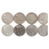 ASSORTED 90% SILVER LIBERTY PEACE DOLLARS - (8)