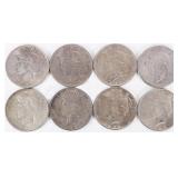 ASSORTED 90% SILVER LIBERTY PEACE DOLLARS - (8)
