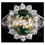 10K WHITE GOLD LADIES RING W/ TRICOLOR SPINEL