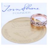 14K ROSE GOLD LADIES WEDDING RING W/ 21 DIAMONDS