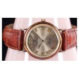 14K YELLOW GOLD VICENCE ITALIAN LEATHER WRISTWATCH