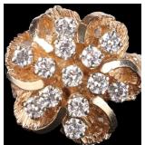 .91CTW DIAS 14K YELLOW GOLD LADIES BRUTALIST RING
