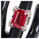 14K WHITE GOLD 18.06MM X 12.93MM RUBY LADIES RING
