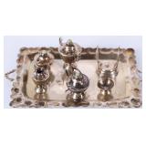 VNTG 7PC STERLING SILVER MINI TEA SET W/ TURQUOISE