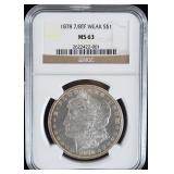 1878 P 7/8 TF WEAK NGC MS-63 MORGAN SILVER DOLLAR