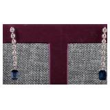2.71CTW DIAMOND & SAPPHIRE LADIES DANGLE EARRINGS