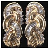 14K YELLOW GOLD DIAMOND LADIES EARRINGS - 1.04 CTW