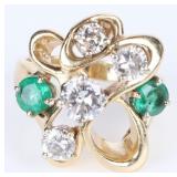 DIAMOND & EMERALD 14K YELLOW GOLD LADIES RING