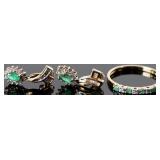 10K EMERALD & DIAMOND LADIES EARRING & RING SET