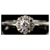 14K WHITE GOLD LADIES CLUSTER ENGAGEMENT RING