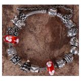PANDORA STERLING SILVER BRACELET WITH 15 CHARMS
