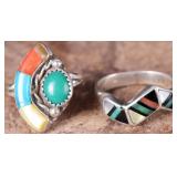 STERLING NATIVE AMERICAN MULTI STONE LADIES RINGS