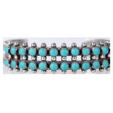 STERLING ZUNI SNAKE EYE 2 ROW TURQUOISE BRACELET