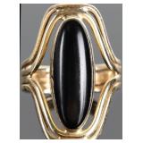 14K YELLOW GOLD MODERNIST ONYX LADIES RING