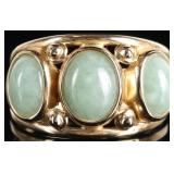 14K YELLOW GOLD JADEITE PRETTY LADIES RING