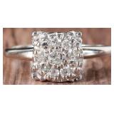LARGE 14K WHITE GOLD LADIES RING W/ DIAMOND