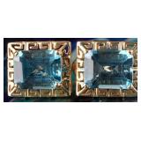 14K YELLOW GOLD TOPAZ GREEK KEY LADIES EARRINGS