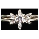 14K WHITE GOLD ENGAGEMENT RING SET W/ DIAMONDS