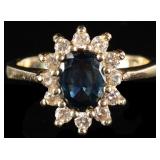 14K YELLOW GOLD LADIES RING W/ ALEXANDRITE & DIAS