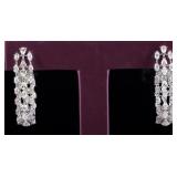 5.70CTW DIAMOND 14K WHITE GOLD OVAL HOOP EARRINGS
