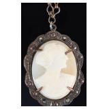 ANTIQUE 10K YELLOW GOLD LADIES CAMEO NECKLACE