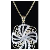 14K YELLOW GOLD TWO TONED ORNATE LADIES NEKLACE
