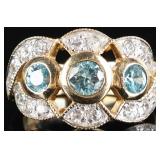 10K YELLOW GOLD LADIES RING W/ TOPAZ & QUARTZ