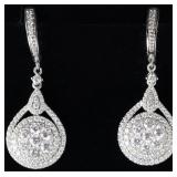 DIAMOND STUDDED 14K WHITE GOLD LADIES EARRINGS