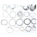 STERLING SILVER LADIES BRACELETS LOT (TWENTY)