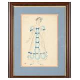 DOBUZHINSKY EUGENE ONEGIN COSTUME SKETCH RIBBONS