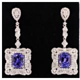 4.69CTW DIAMOND14K WHITE GOLD EARRINGS W/ TANZ