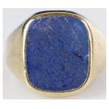 8K YELLOW GOLD MENS RING W/ GERMAN LAPIS LAZULI