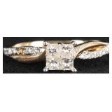 14K YELLOW GOLD NATURAL DIAMOND LADIES RING