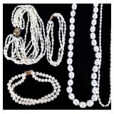 14K YELLOW GOLD PEARL NECKLACES & BRACELETS (5)