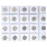 90% SILVER 1960-1964 WASHINGTON QUARTERS - (20)
