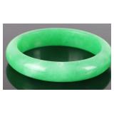 VINTAGE GREEN JADE HOLOLITH SOLID CHINESE BANGLE