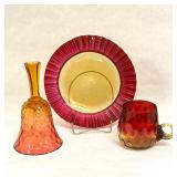Three Amberina Glass Items