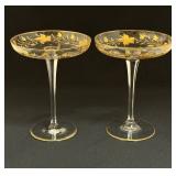 Two Etched Glass Compotes