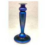 Quezal Iridescent Blue Candlestick
