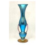 Durand Blue Iridescent Vase