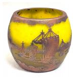 Yellow Bowl with Copper Overlay