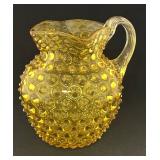 Canary Hobnail Water Pitcher