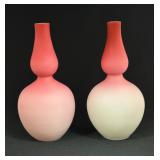 2 Peach Blow Bulbous Vases