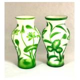 Pair Pekin Cameo Glass Vases