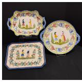 3 Quimper Serving Pieces