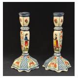 Pr HenRiot Quimper Candlesticks