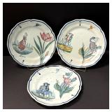 3 HB Quimper Botanical Plates